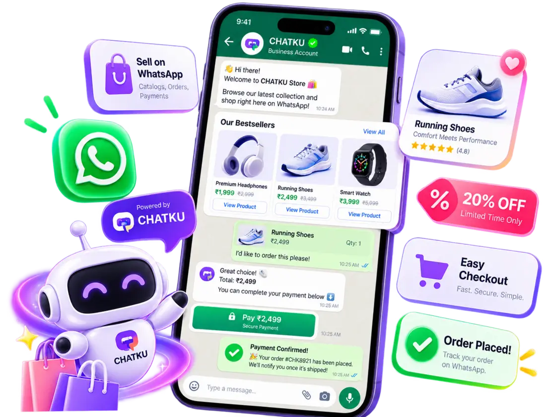 Katalog, transaksi, dan pesan WhatsApp melalui Chatku.id